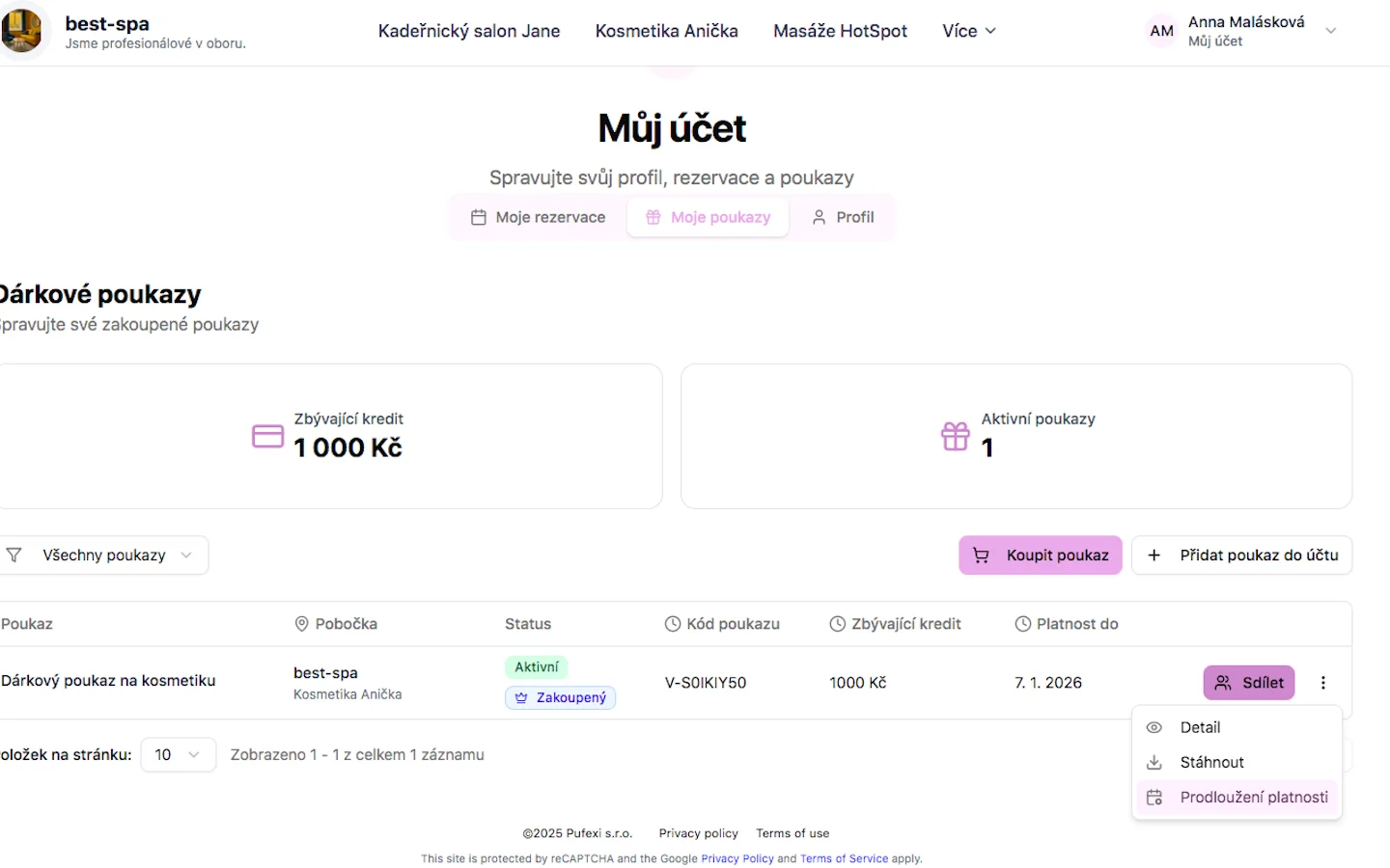 Prodloužení poukazu 1