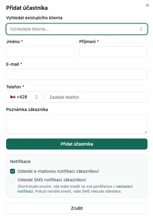 Přidat účastníka