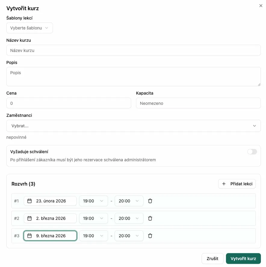 Vytvořit kurz
