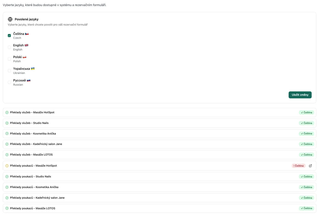 Jazyky - správa jazykových verzí