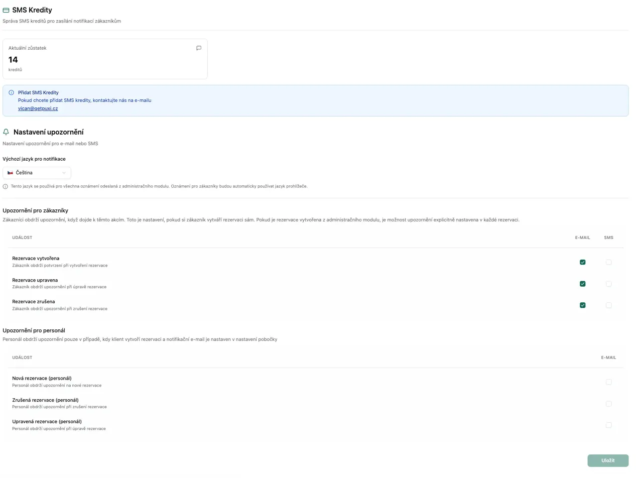 Nastavení notifikací