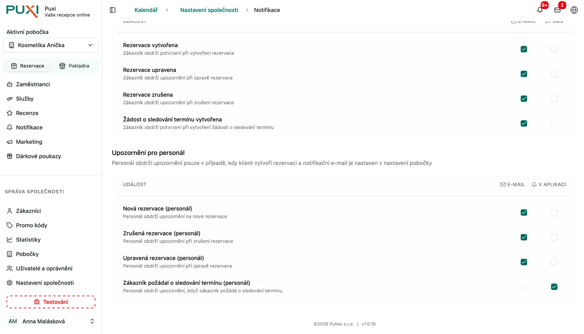 Upozornění pro zákazníky