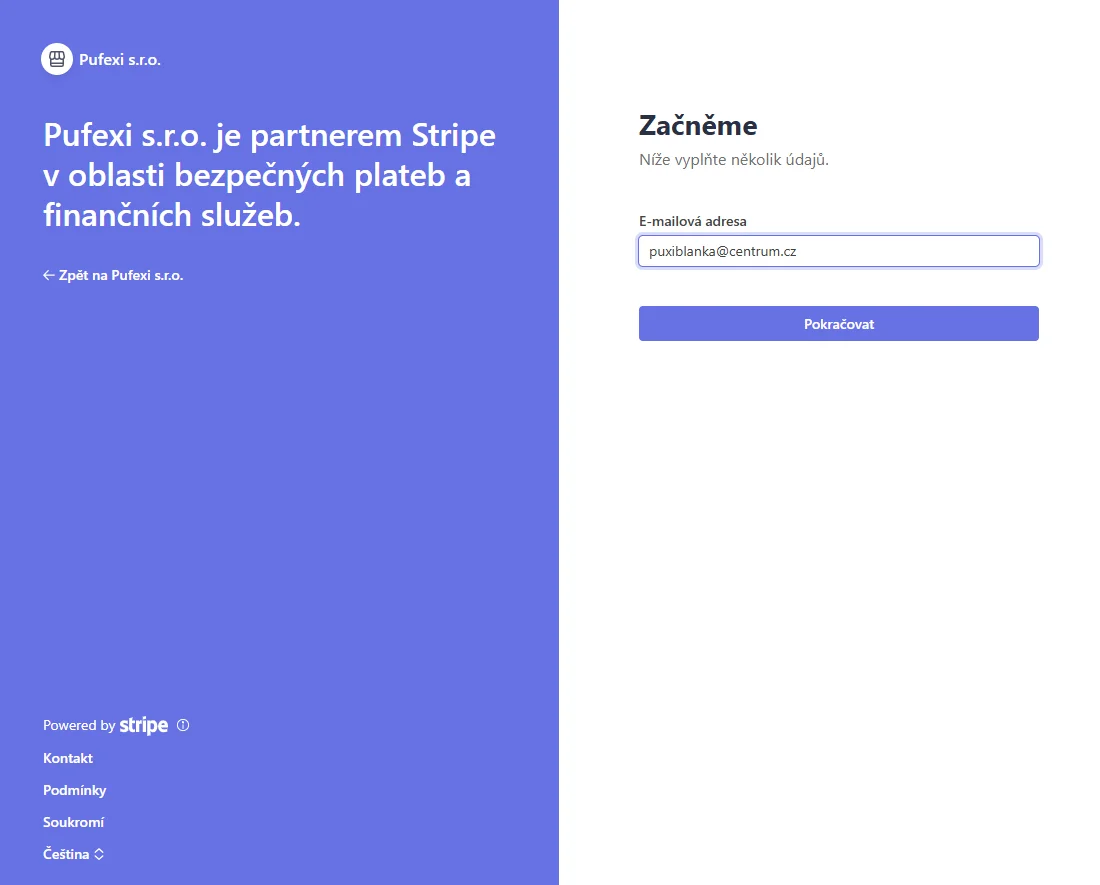 Přihlášení do Stripe