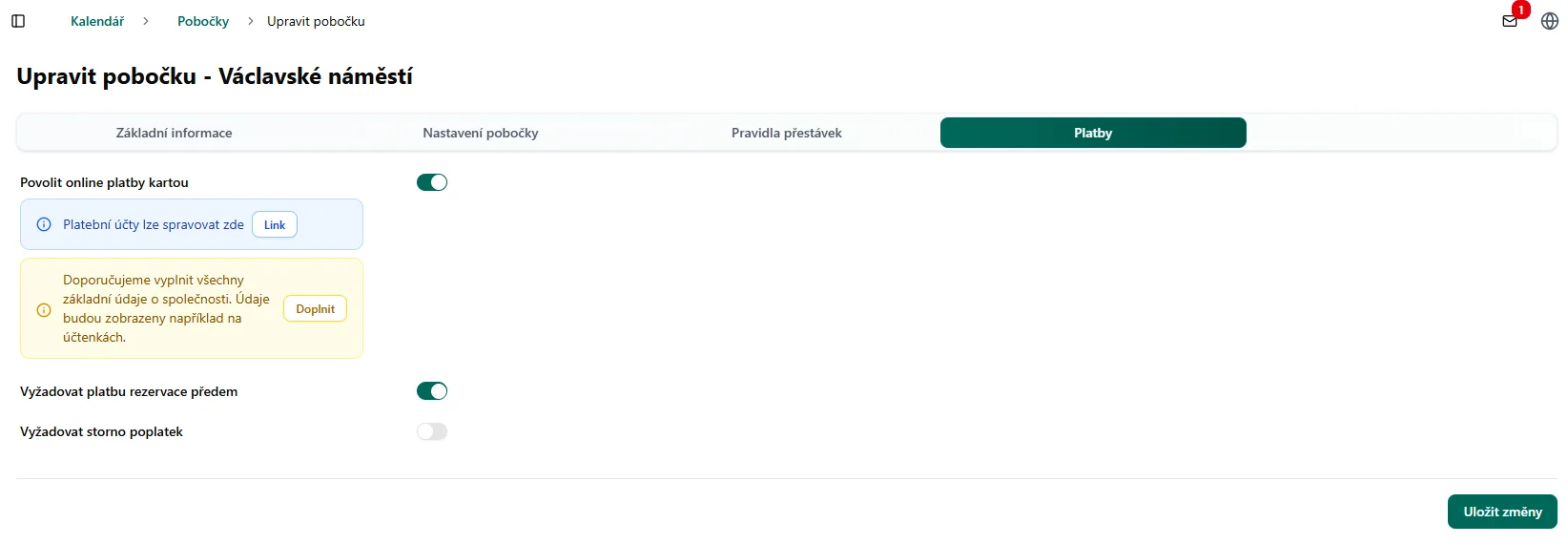 Vyžadování platby předem