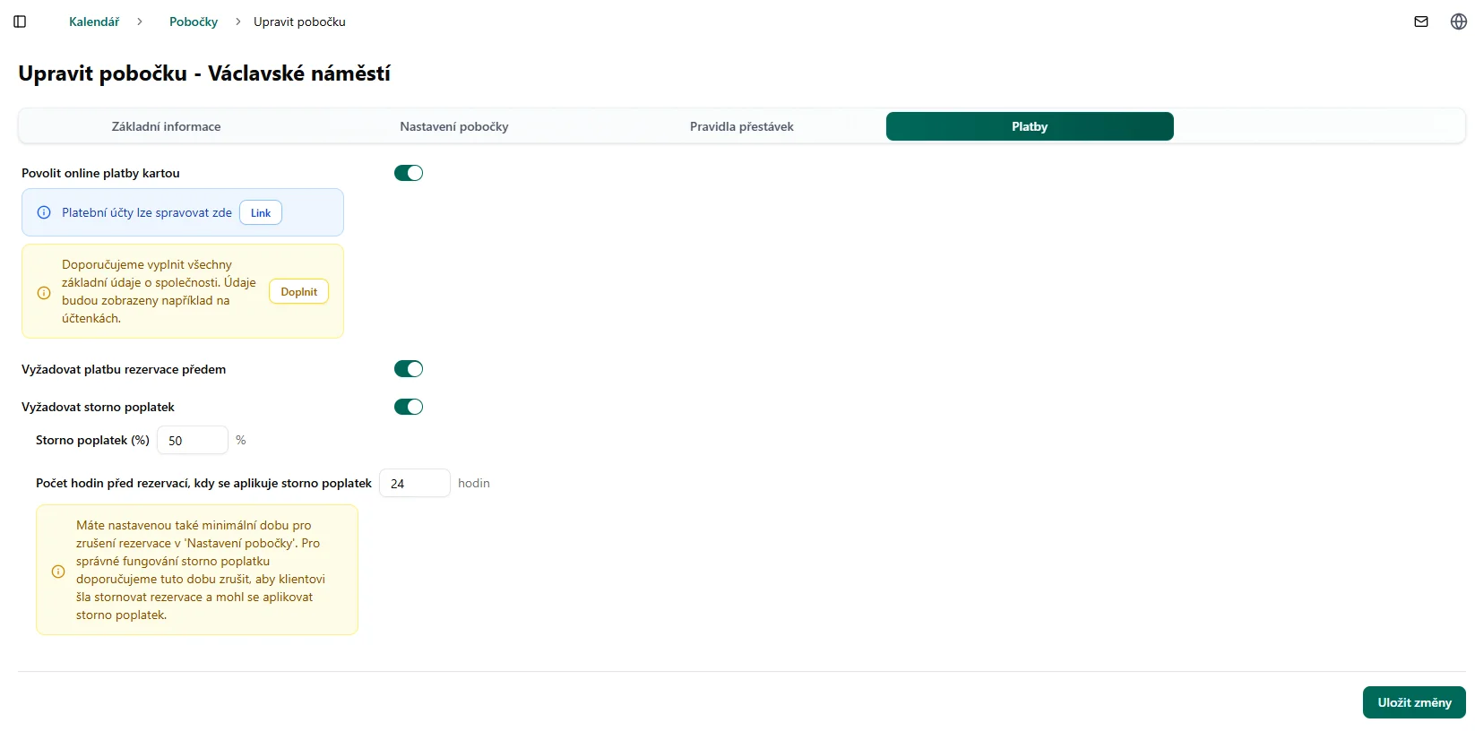 Příklad nastavení