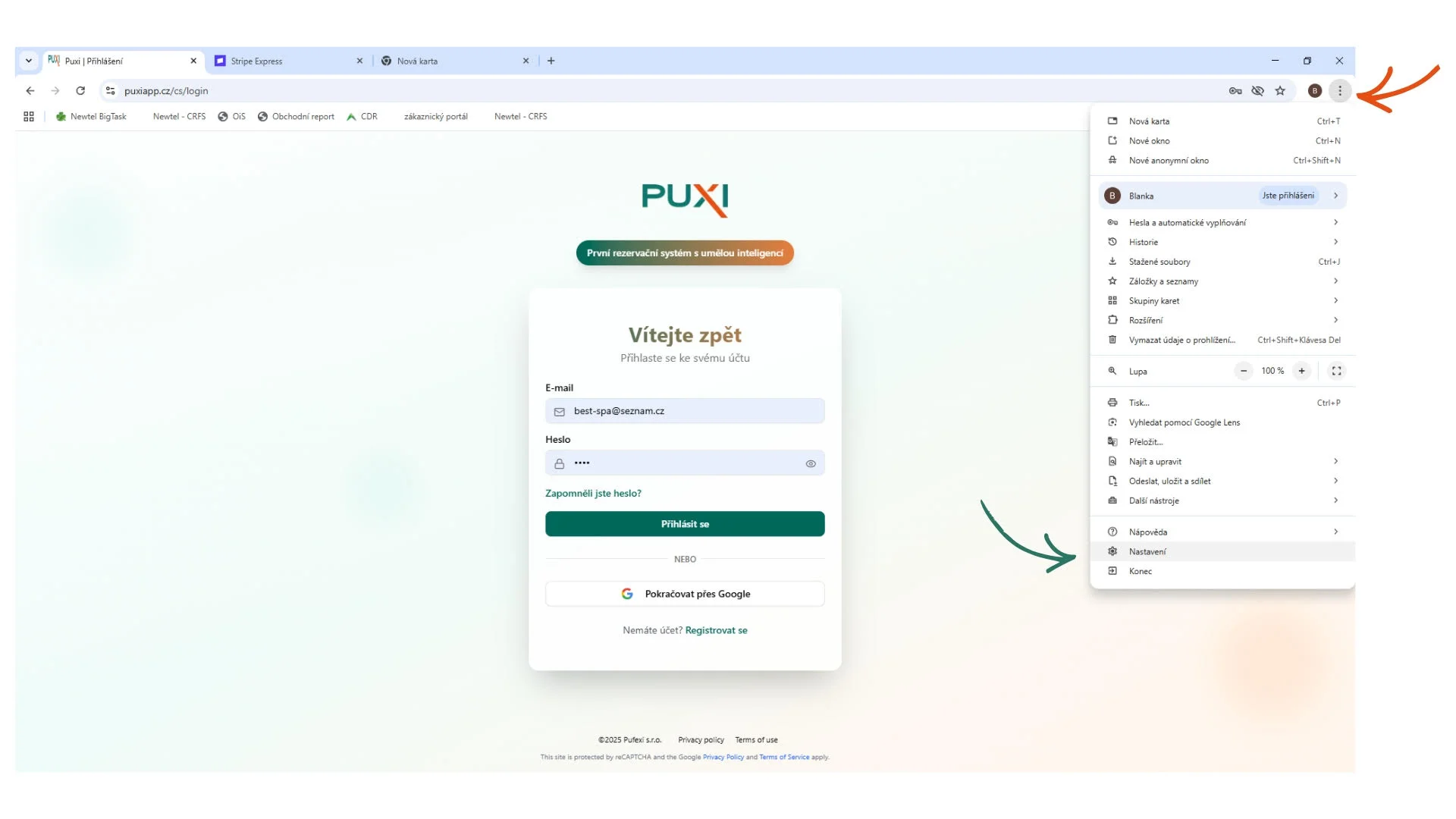 Nastavení prohlížeče