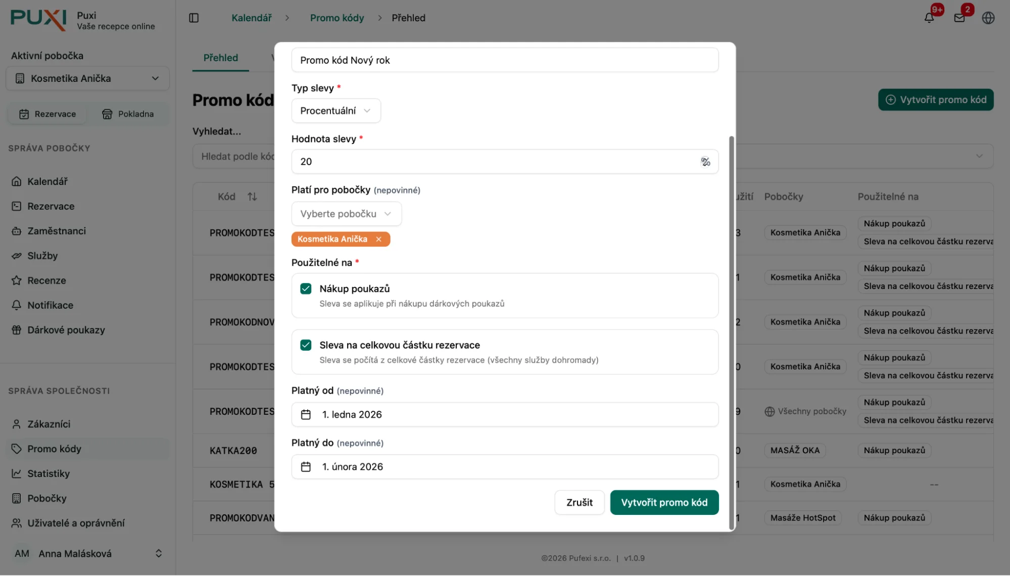 Vytvoření promo kódu 2