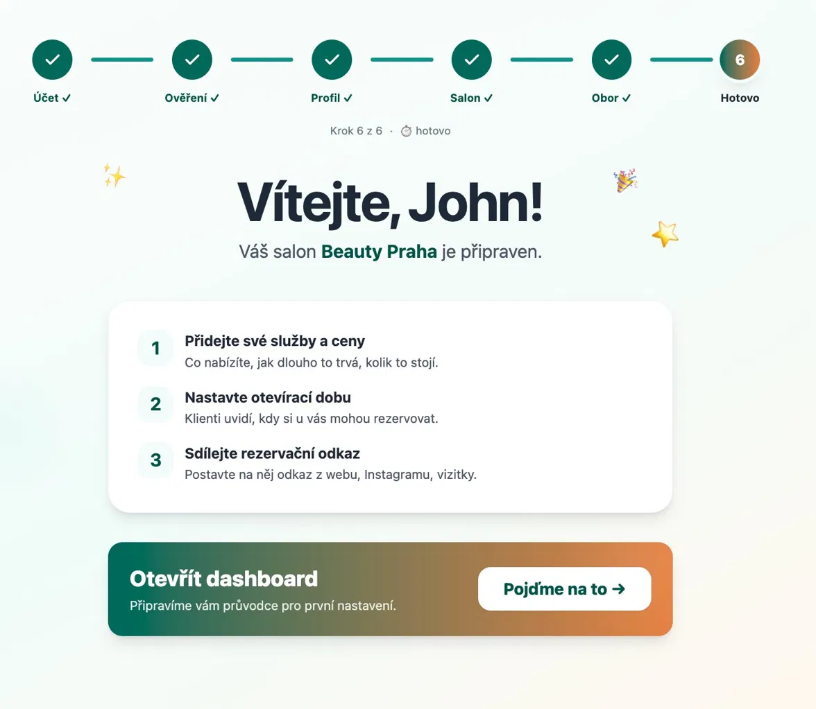 Krok 6 – dokončení registrace