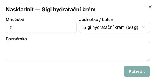 Dialog naskladnění
