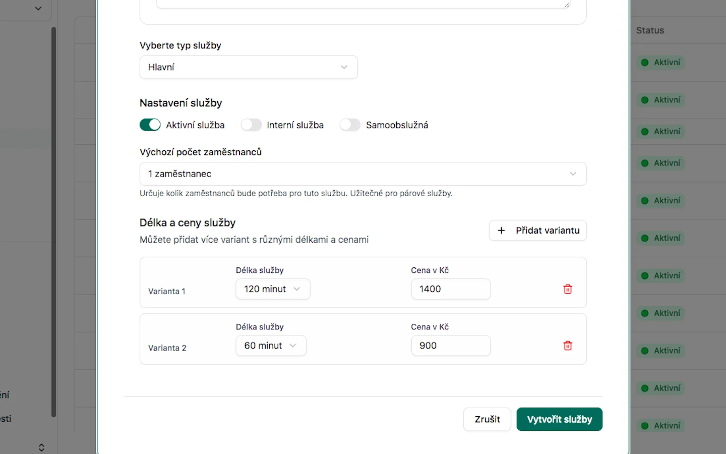 Vytvoření služby - část 1