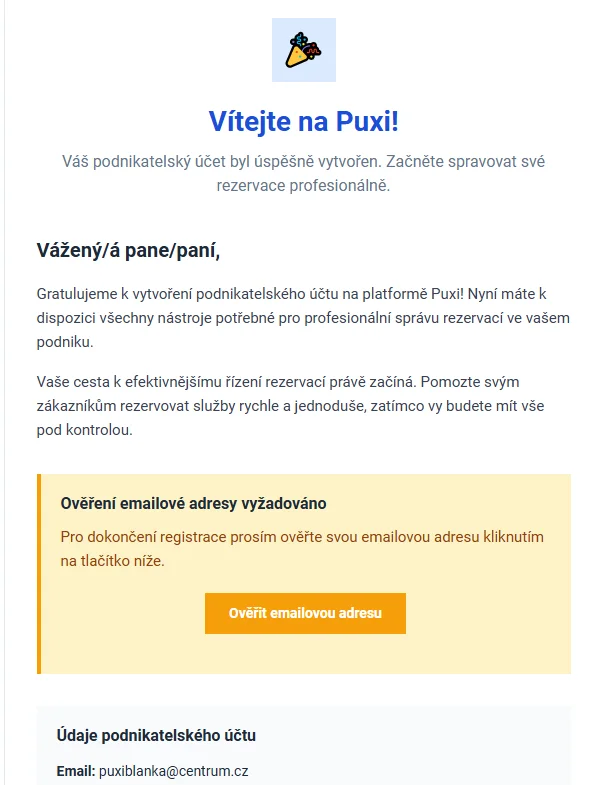 Potvrzovací email
