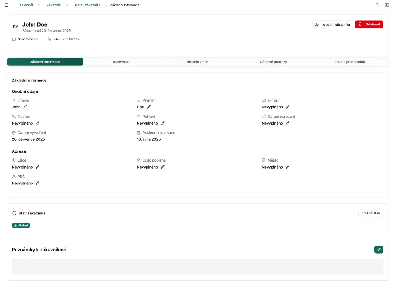 Základní informace zákazníka