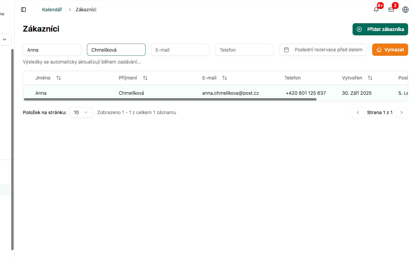 Přehled zákazníků