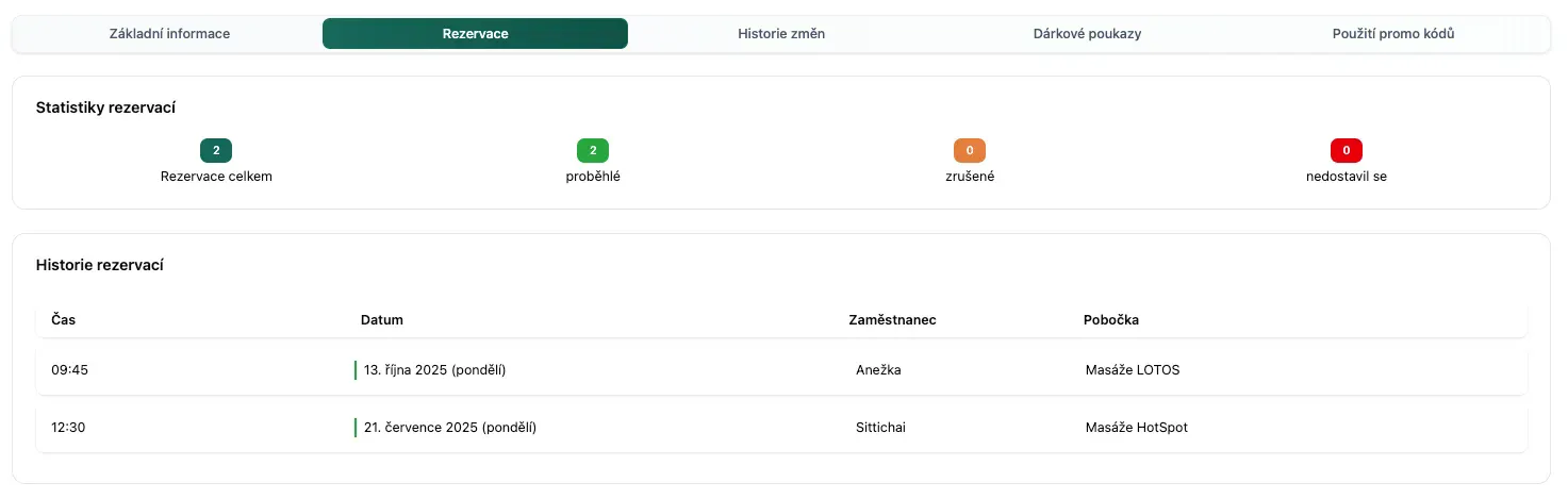 Rezervace zákazníka